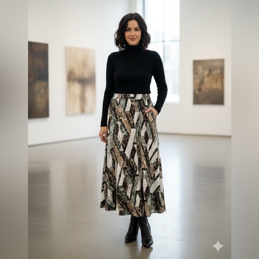 H&M A-Line Skirt with Geometric Design - Picture 3 of 13